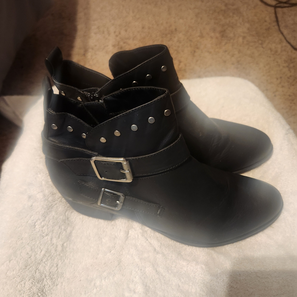 Black Ankle Boots with Buckle Detail